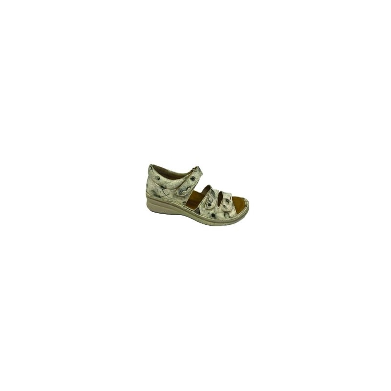 Sandale cuir beige à très grande ouverture