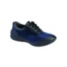 Sneaker cuir et microfibre noir bleu réglage par lacet et glissière