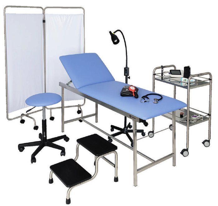 Marchepied inox 1 Tabouret similicuir 2 Divan d’examen 3
